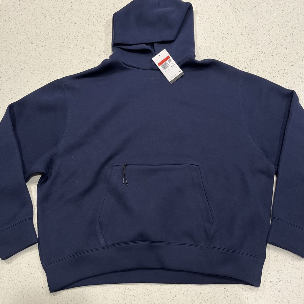 Nike Tech Fleece Hoodie Mens LT Navy Blue Heavy Oversized Pullover Center Swoosh